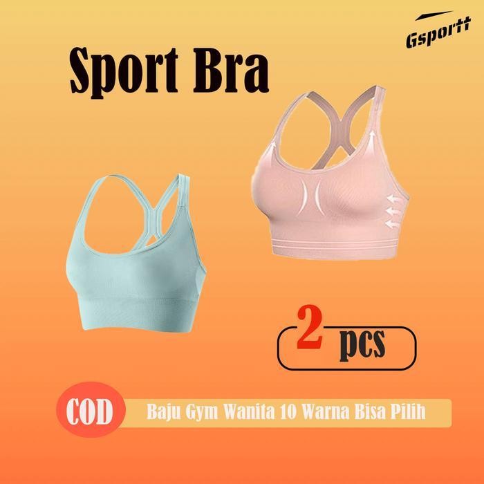 2Pcs Sport Bra Tanpa Kawat Sport Bh Gym Bra Wireless Sport Bra Olahraga Baju Fitness Wanita Quick Dr