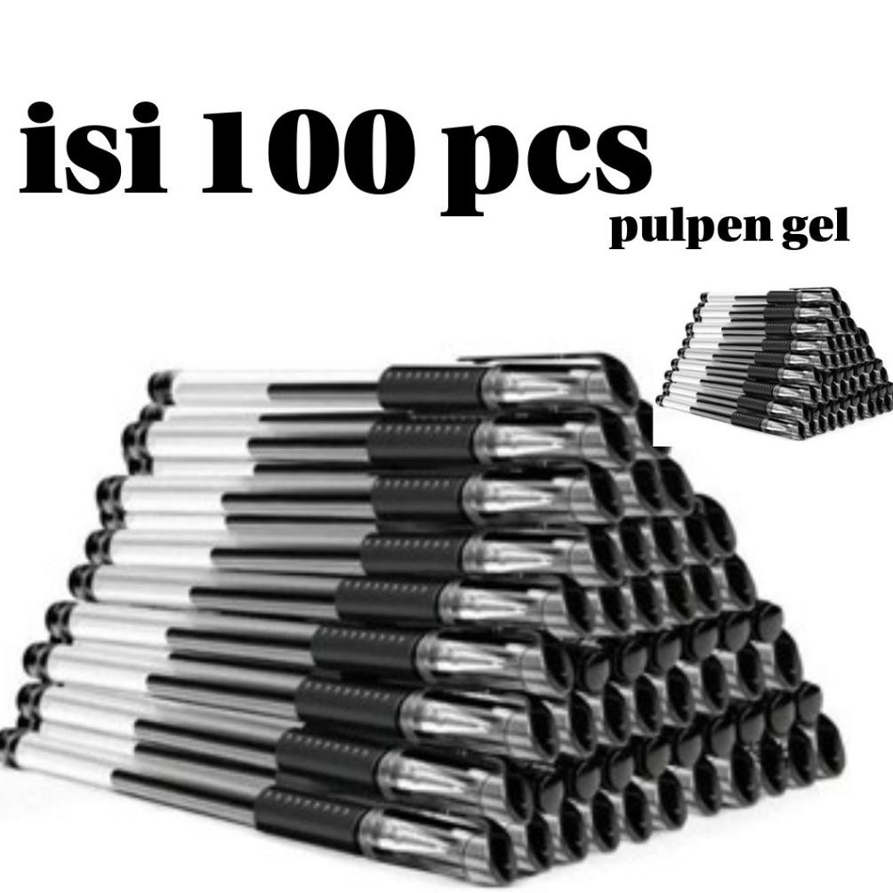 

ISI 100 PCS Pen Pulpen Gel 0.5mm Pulpen Tinta Hitam Stationary Murah Alat Tulis Kantor Gel Pen Black