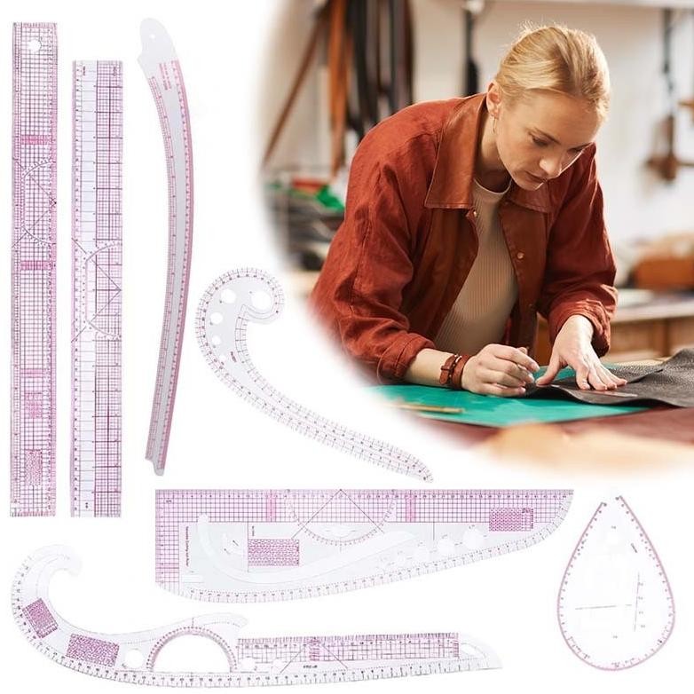 

7 Set Penggaris Pola Jahit Mistar Pola Jahit Penggaris Jahit Set Lengkap Penggaris Skala Jahit