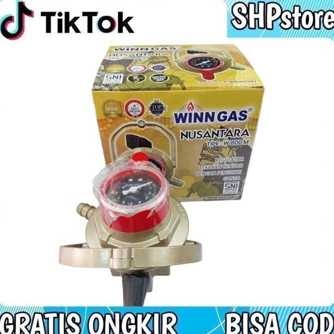 New Regulator WINN GAS Nusantara W800 Gold + Selang Gas 1.8M CO