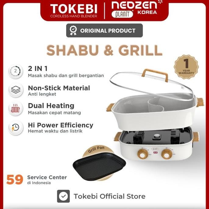 NEOZEN x PLANIT SHABU GRILL - Alat Masak Shabu Hot Pot Multifungsi 2 in 1 Low Watt - Korean Bbq Gril