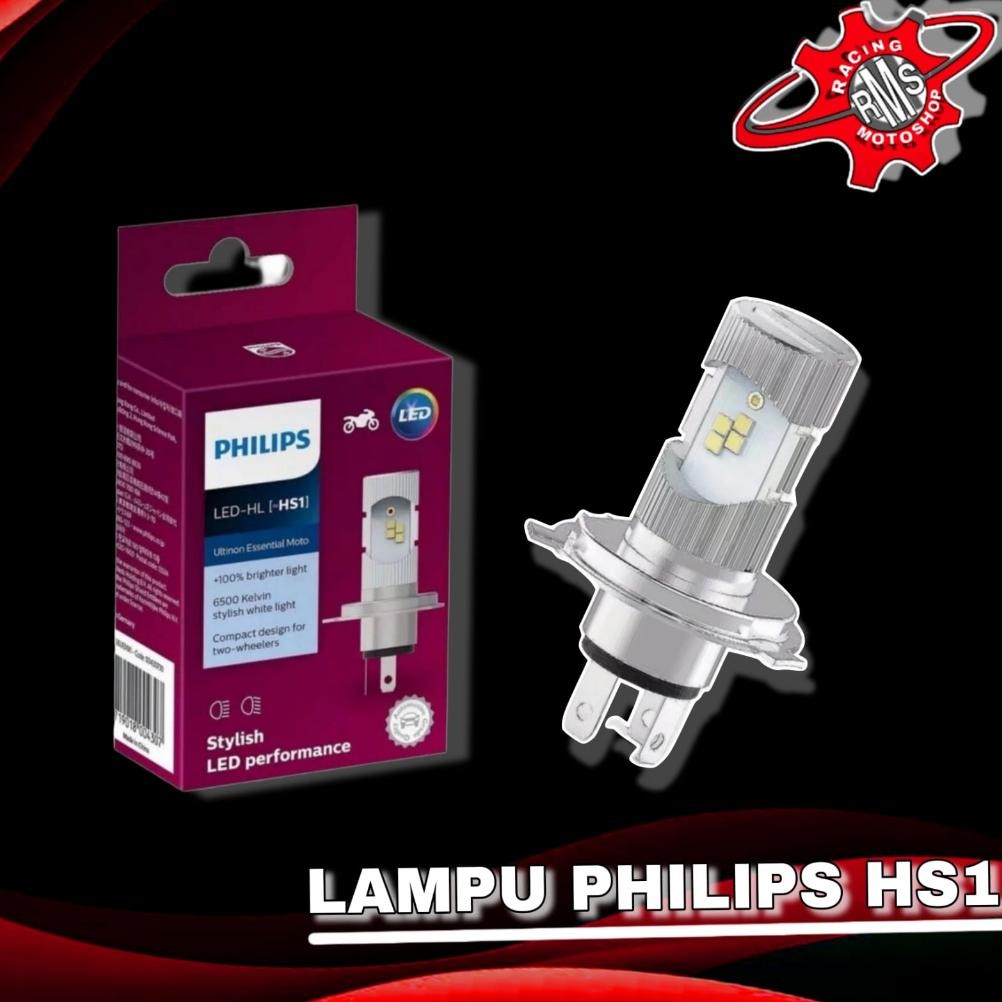 Promo Bohlam Lampu Depan Motor Led Hs1 H4 12V Kaki 3 Putih Philips Ultinon Essential Led ( Hs1 ) Dc 