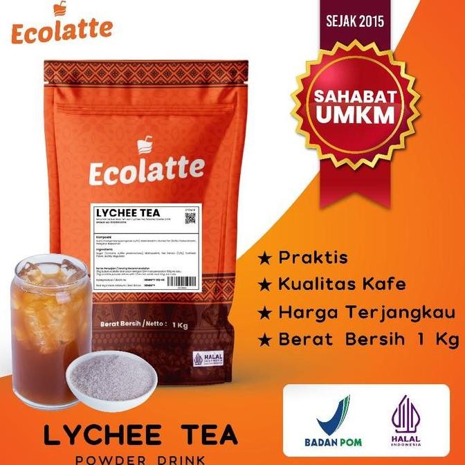 welcome to tahuan jaya [1 KG] ECOLATTE LYCHEE TEA 1 KG BUBUK MINUMAN ENAK SEGAR RASA TEH BUAH LECI
