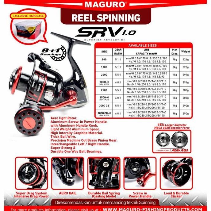 Reel Maguro SRV 1.0 800|1000| 2000-2000H | 2500-2500H | 3000CB-3000CBH