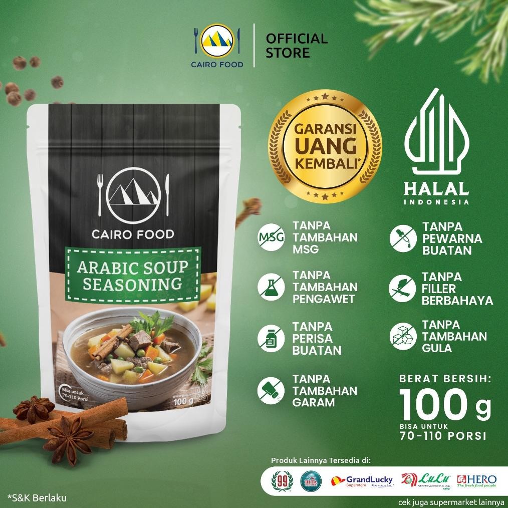 

Bumbu Sop Arab Sehat Tanpa MSG 100 Rempah MurniCairoFood 100 Gram