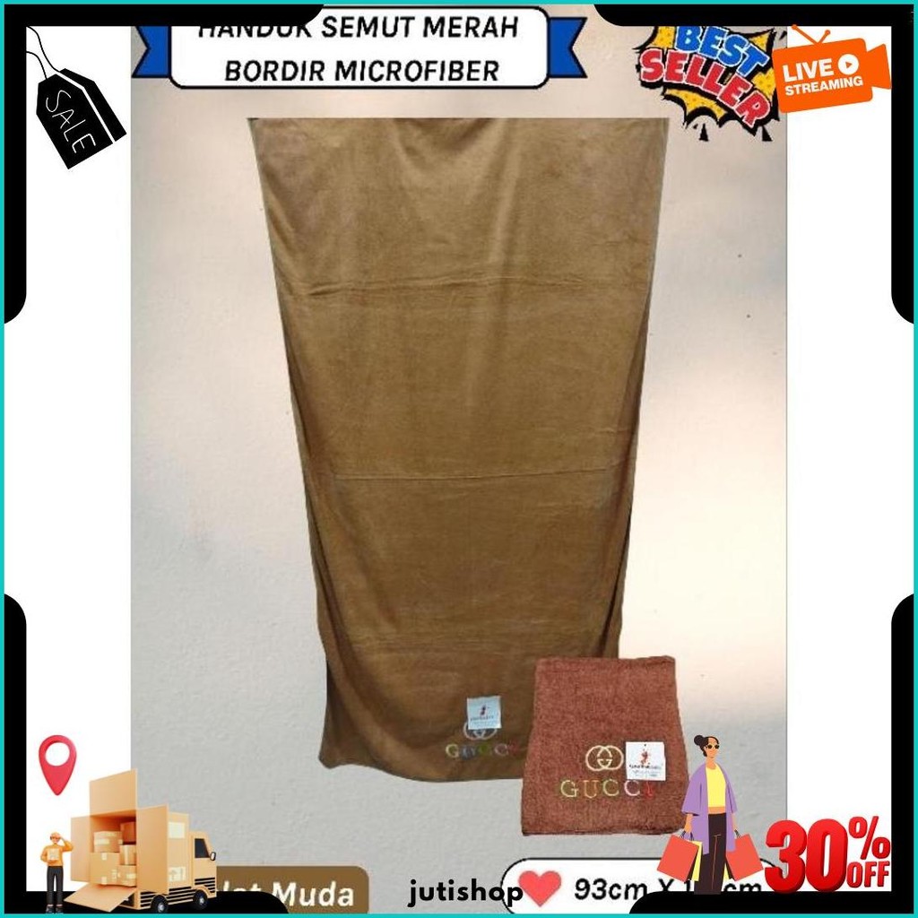 Handuk Mandi Jumbo Bordir Gucci Merk Semut Merah Gratis Ongkir
