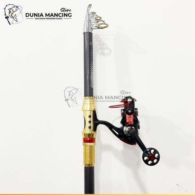 Paket 1 Set Joran Pancing Laut Antena Portable High Carbon Joran Laut Teleskopik dengan Reel Pancing