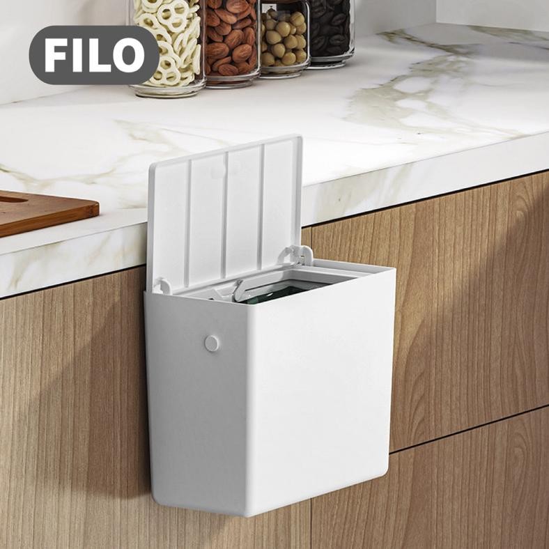 PREMIUM FILO Tempat Sampah 6 Liter Wadah Putih Tong Sampah Portable Tempel Dinding Rak Dapur Toilet 
