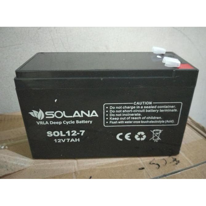TERBARU - baterai aki kering ups vrla MF solana 12v 12 v 7ah 7 ah