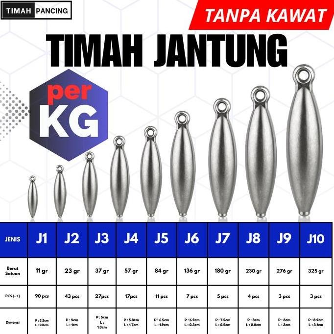 TIMAH PANCING KG / TIMAH JANTUNG KG / TIMAH PANCING KILOAN / TIMAH LAUT KG / TIMAH PANCING PER KG - 