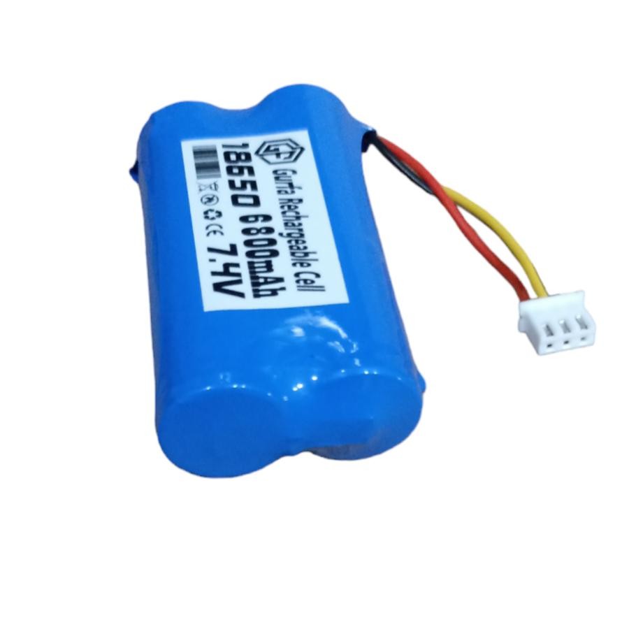 Terbaru Baterai 18650 Li-Ion 7.4Volt - 6800Mah Socket Putih 3 Pin Original