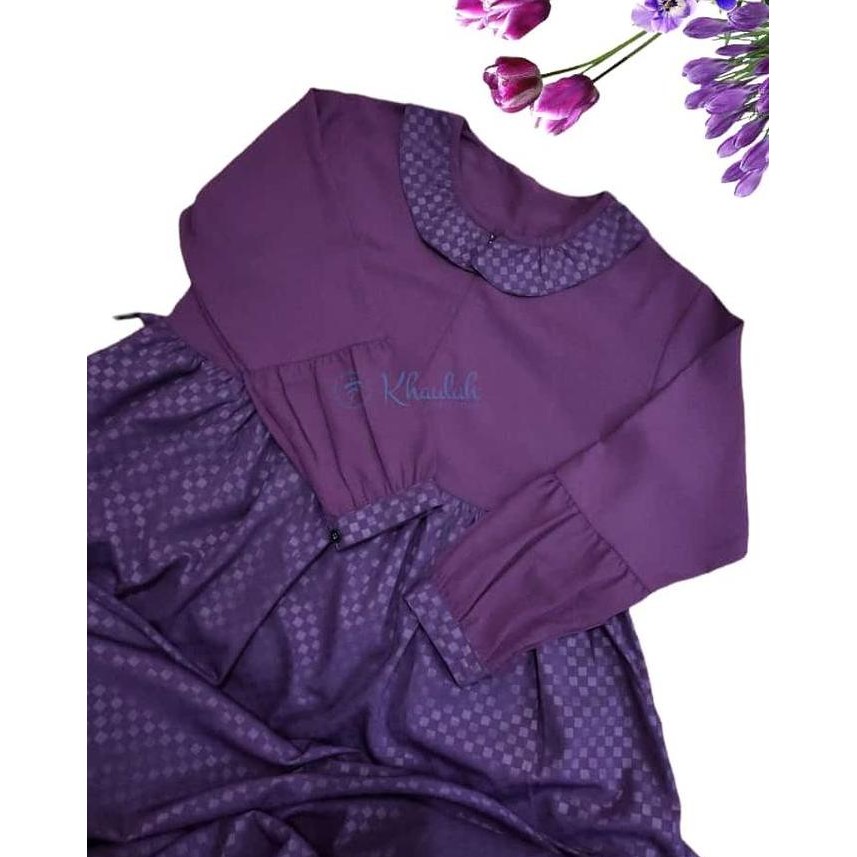 Set Gamis Akhwat Syar'i Murah Embos Kotak FREE CADAR Wolfis Busui GS