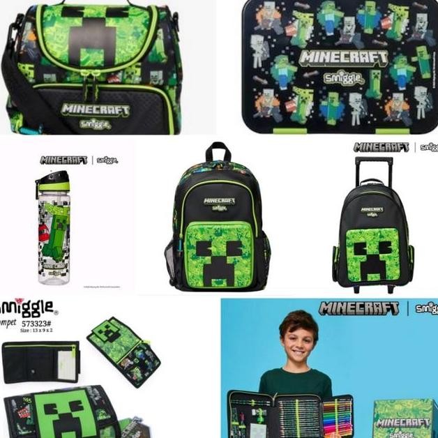 Smiggle Minecraft Backpack, Trolley, Bento Box, Lunch Bag, Dompet/Kado