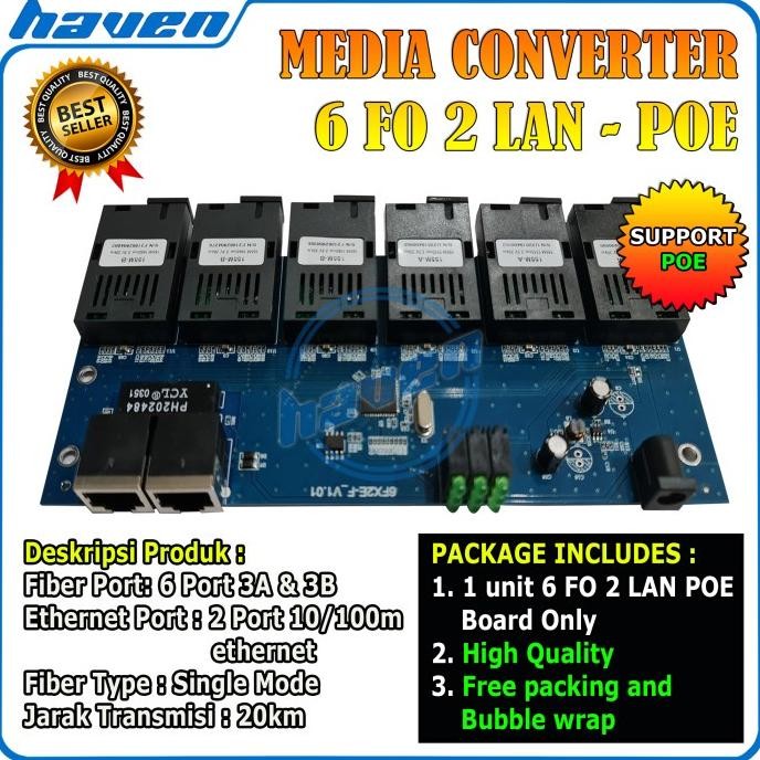 Media Converter 6 Port Fo 2 Port Lan Poe 10/100 Converter 6 Fo 2 Lan