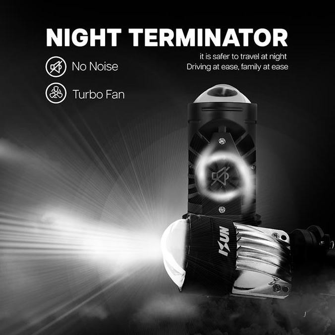 ISUN Lampu H4 Mini BILED MB50 dengan Double-Lens Laser dan Kipas Pendingin DC9-60V/50W