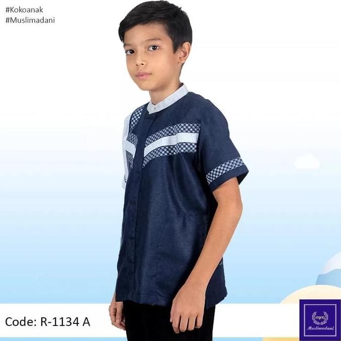 DB158 }} Muslimadani Koko AYYASH Lengan Pendek Muslimadani Koko Remaja Lengan Pendek Koko Anak Baju 