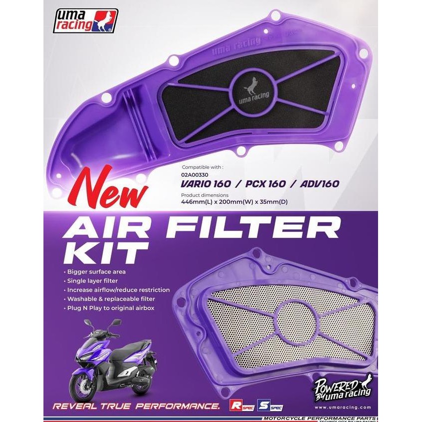 FILTER UDARA UMA RACING VARIO 160 / PCX 160 / ADV 160