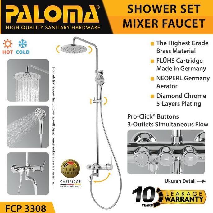 PALOMA FCP 3308 Shower Tiang Set Column Mandi Keran Kran Panas Dingin