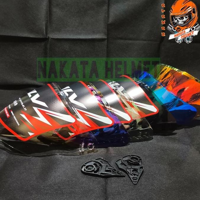 Kaca helm ALV GENOS - flat visor helmet alv genos warna bening hitam pelangi silver