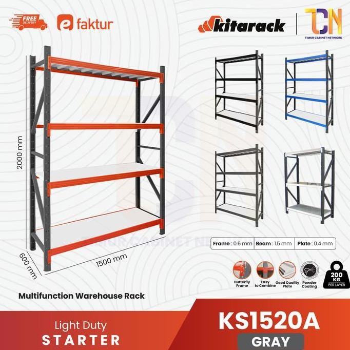 KS1520A KITARACK Light Duty Rack Gudang 200KG/LAYER 200 x 60 x 1500mm