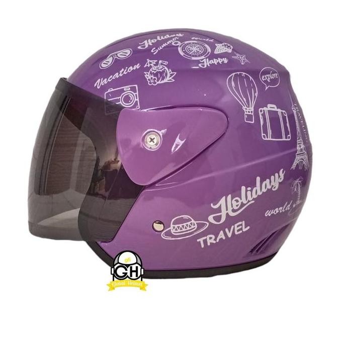 NEW - HELM HALFF EVOLUTION MOTIF TRAVELING UNGU MIRIP GM EVO HELM DEWASA