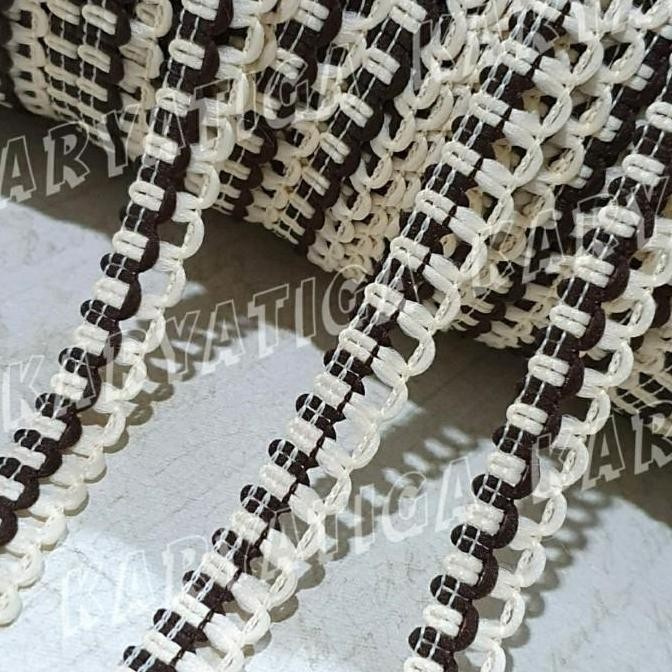 

Produk Unggulan] Renda JR Pinggir / Renda Resleting 11 mm - Coklat Tua/Krem (170 Yard)