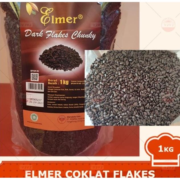 

Elmer Dark Flakes Chunky Repa 250Gr Butiran Coklat Topping Kue