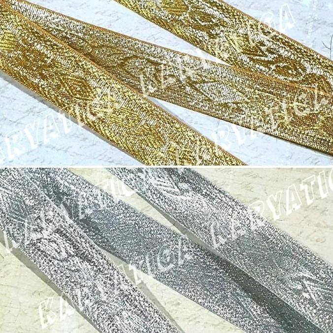 

#####] Renda / Pita Gamis 1 Inch 506 Warna Emas / Perak (15 Meter)