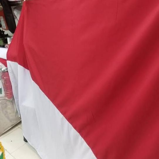bahan kain bendera katun TC merah putih yard gulungan indonesia PROMO