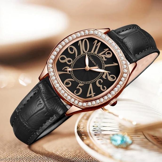 DISKON   Cristiano Aillen Jam Tangan Wanita 0863 Kulit Leather Original Analog Water Resistant 3 ATM