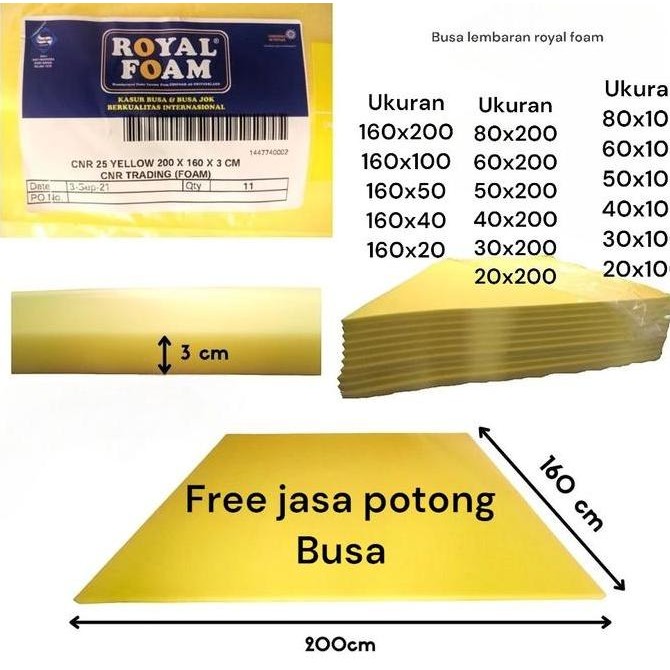 TERMURAH - Busa lembaran Royal Foam meteran tingi cm potongan Bahan alas setrika surpet tidur pelind