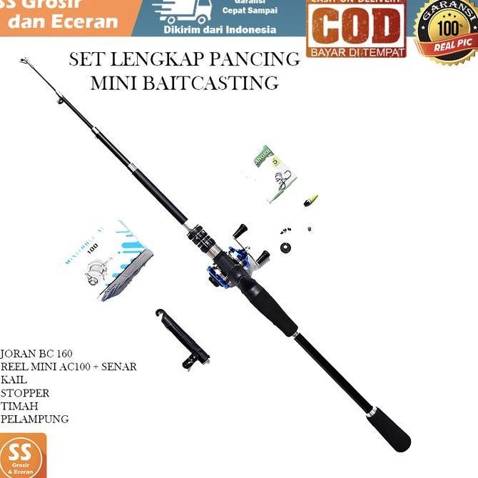 1 Set Alat Pancing Mini Trolling Baitcasting 8-16 Lbs