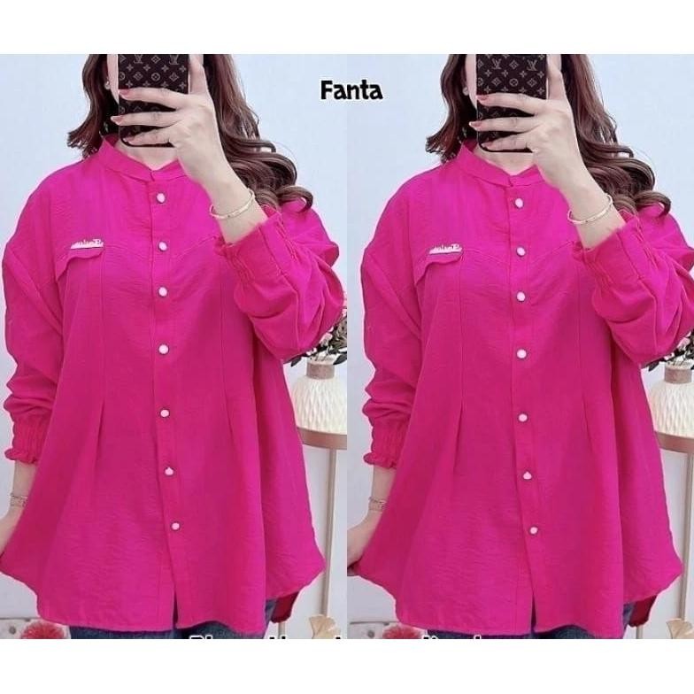 Original Salsa Shirt Kemeja Oversize - Atasan Wanita Polo Linen Fth-56