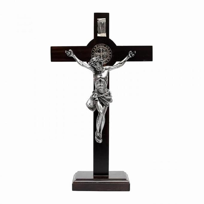 

Salib Duduk Katolik Kayu Jati Korpus Besi Benediktus 30cm - Salib LS