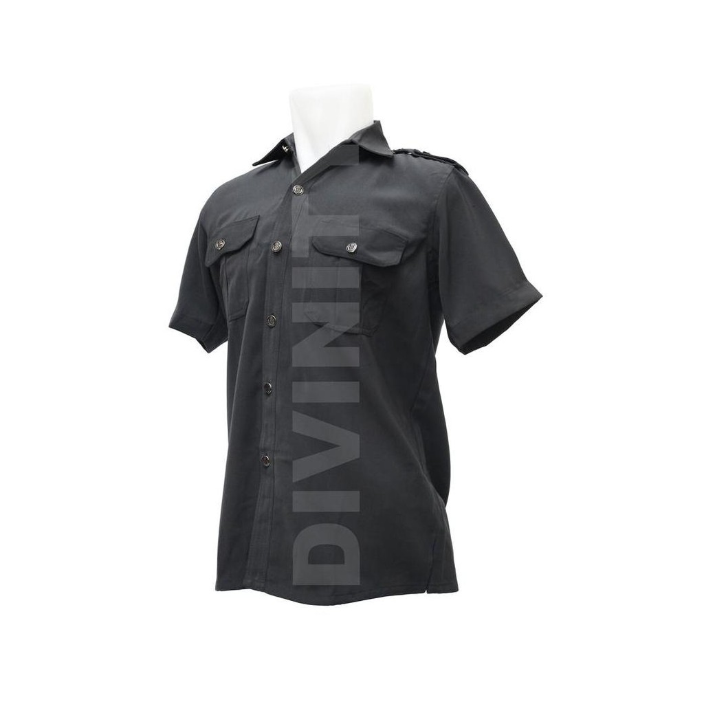 BAJU CELANA SET SAFARI ABU LENGAN PENDEK KANCING EMAS SERAGAM SATPAM LL