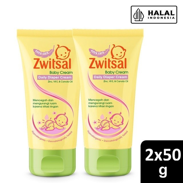 ZWITSAL Baby Daily Diaper Cream - dengan Zinc, Vit E, Canola Oil 50 mL Twinpack x2