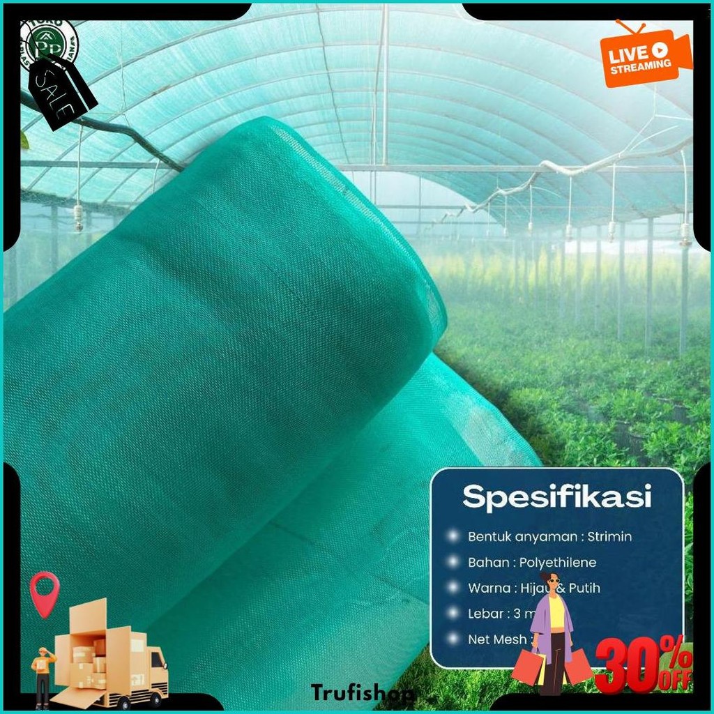 Insect Net Lebar 1 Meter - Jaring Penghalang Serangga Greenhouse - Jaring Kasa Insect Net Bisa Cod