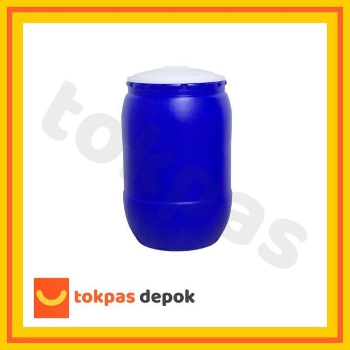 Tong Air + Tutup 120 Liter / Gentong Besar / Drum Tempat Sampah Plastik Green Leaf 0512 Putih Biru