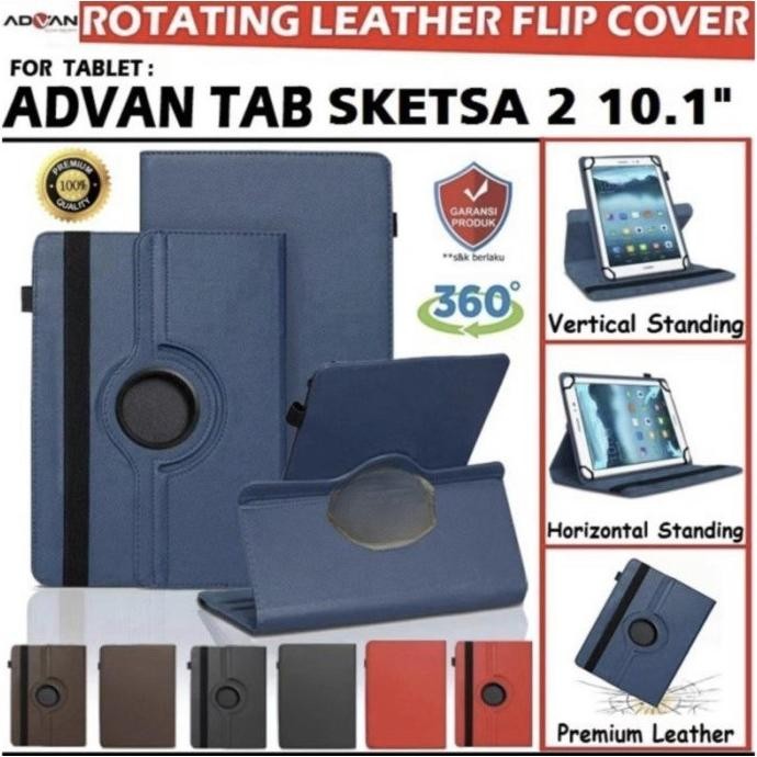 Prermium Flip Rotary Case Leather Advan Tab Sketsa/Sketsa 2 10 Inch Original