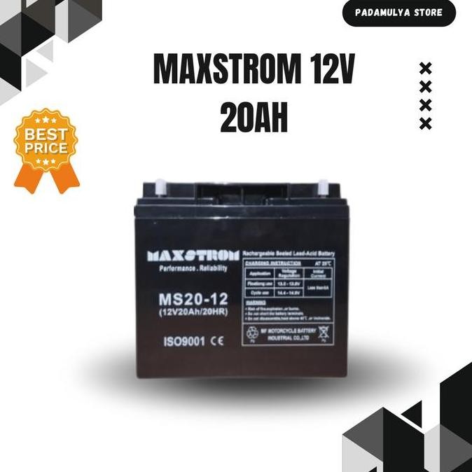 TERBARU - aki ups 12v 20ah | aki panel surya 12v 20ah | Maxstrom 12v 20ah