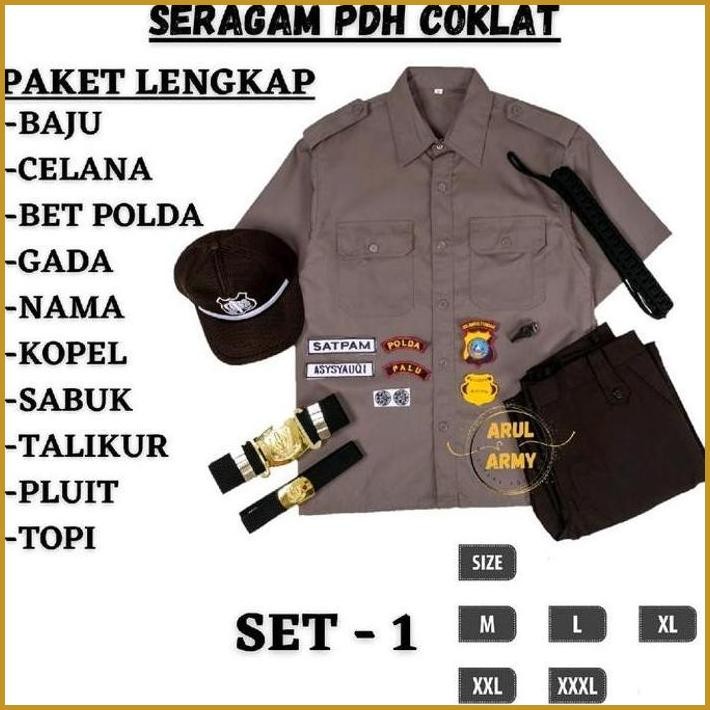COD BAJU SERAGAM PDL PDH COKLAT SATPAM SECURITY SERAGAM COKLAT SATPAM TERBARU PAKET LENGKAP FULLSET 