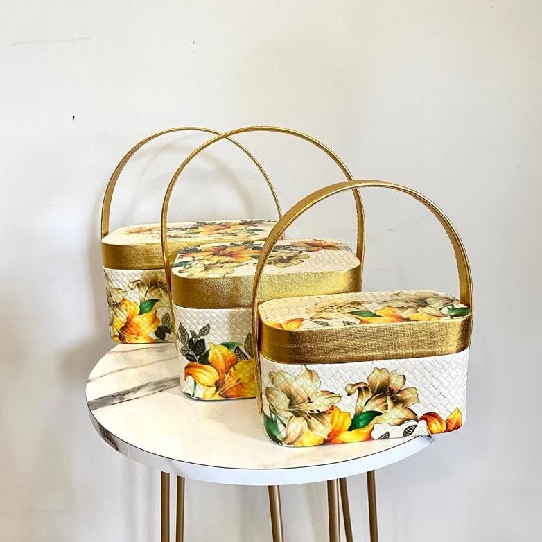 Tas Pemuspan Motif Bunga Kuning / Tas Kwangen / Tas Canang - Decocraft Bali Promo