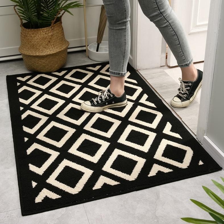 Kivi - Keset Checker 50x80cm untuk Pintu Rumah, Keset Outdoor Anti Slip Aesthetic, Menyerap Air & Ko