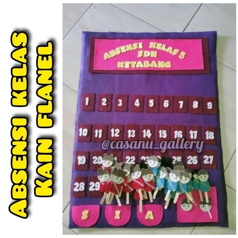 ABSENSI KELAS KAIN FLANEL//HIASAN KELAS PRESENSI//PRESENSI KELAS//PAJANGAN ABSEN KELAS//HIASAN DINDI