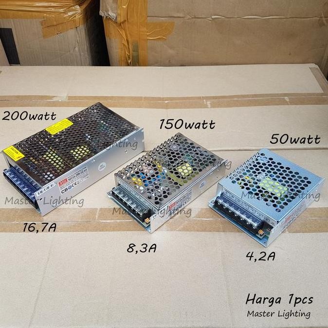 Adaptor led 12Volt 50watt 100watt 200watt Mean well trafo power supply DISKON