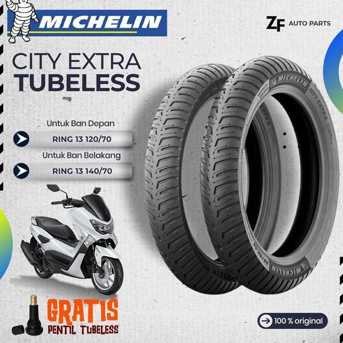 BAN MOTOR NMAX MICHELIN CITY EXTRA Ring 13 TUBELESS DEPAN BELAKANG NMAX murah