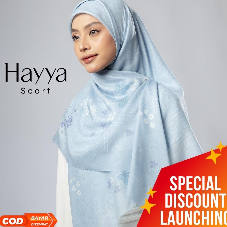 Jilbrave Hayya Scarf Hijab Motif L Pattern Square Syari Kerudung Segi Empat Printing Scarf Exclusive