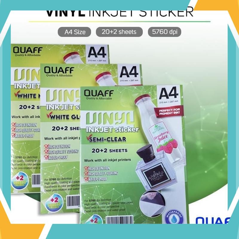 Cuci Gudang 22pcs Tahan air Stiker Label PET PP A4 Kertas Stiker Vinyl Inkjet Anti Air ZDU-86