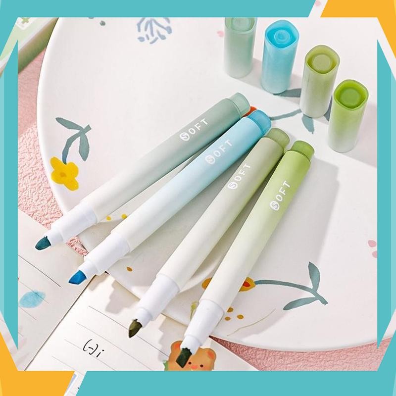 

Bisa COD 4Pcs/Box Higlighter mark Pen Gradient Gentle Wear-resistant Color Fluorescent Pens School Supplies KNT-30