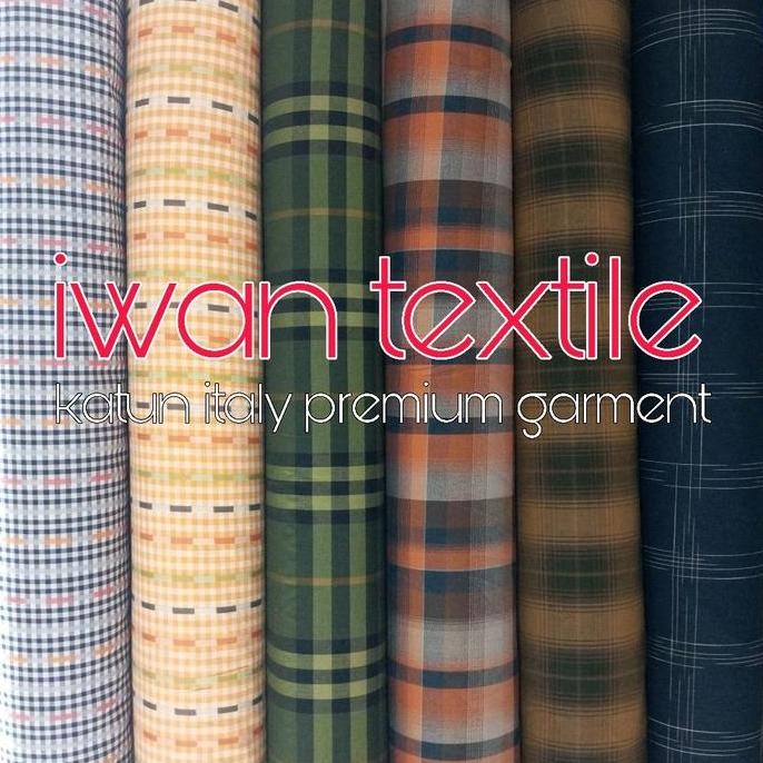 KAIN KATUN PREMIUM KAIN BAHAN KEMEJA KATUN ITALY MOTIF KOTAK KOTAK IMPORT QUALITY